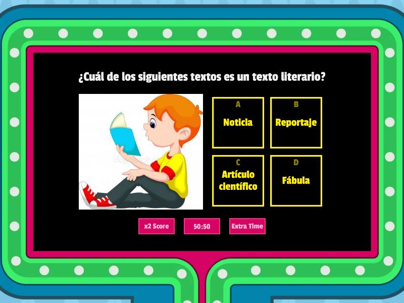 Textos Literarios Y NO Literarios - Gameshow Quiz