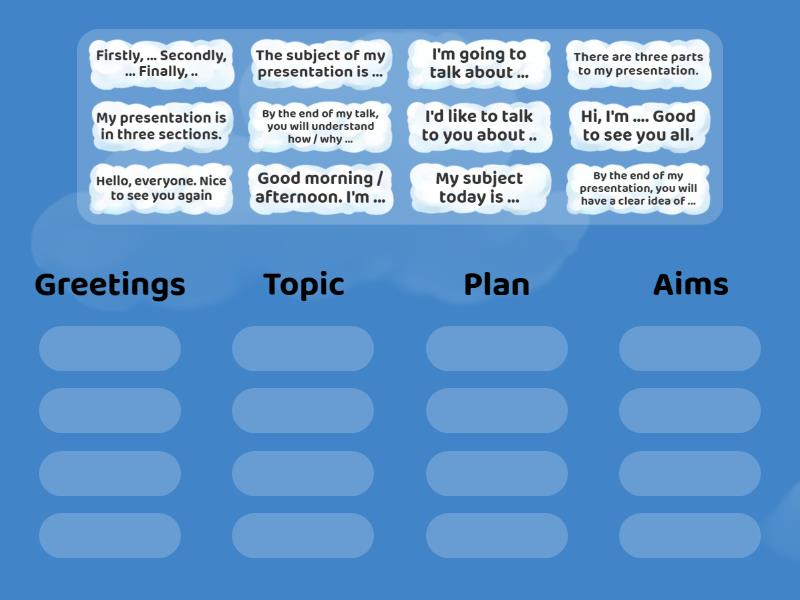 Starting a presentation - Group sort