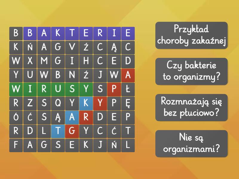 Olx Bilogia Klasa 5 Sprawdzian Wirusy Bakterie Biologia klasa 5 wirusy i bakterie - Wordsearch