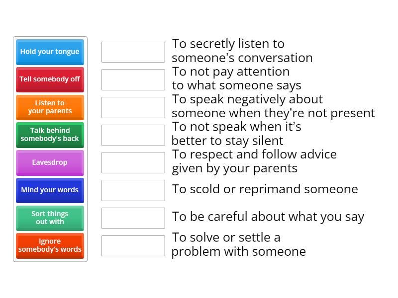 Unit 2 phrases and their meanings - Match up