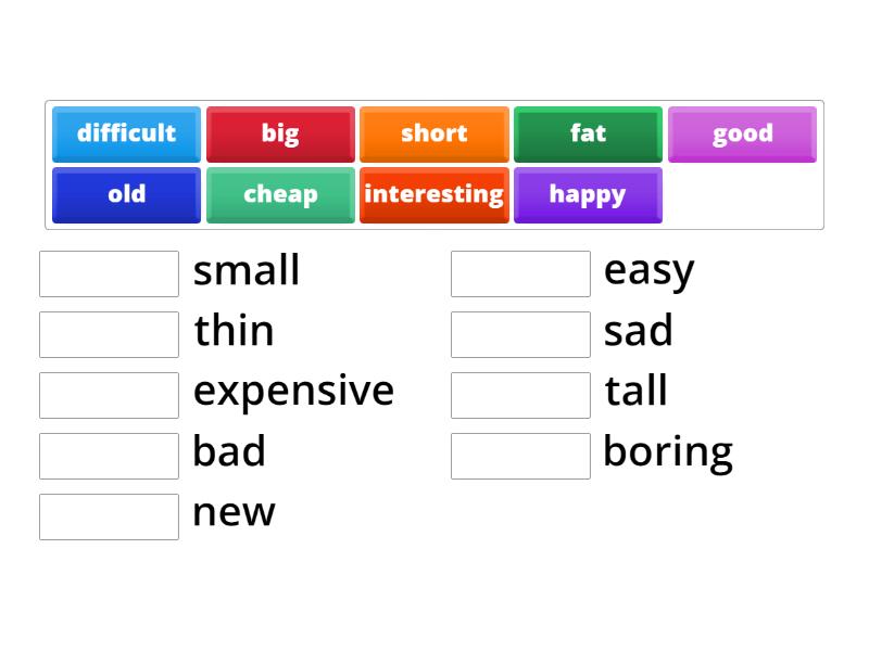 Opposite adjectives - Match up