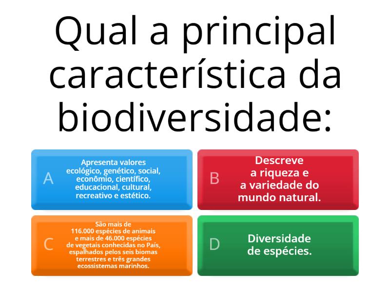 BIODIVERSIDADE E SUSTENTABILIDADE - Cuestionario