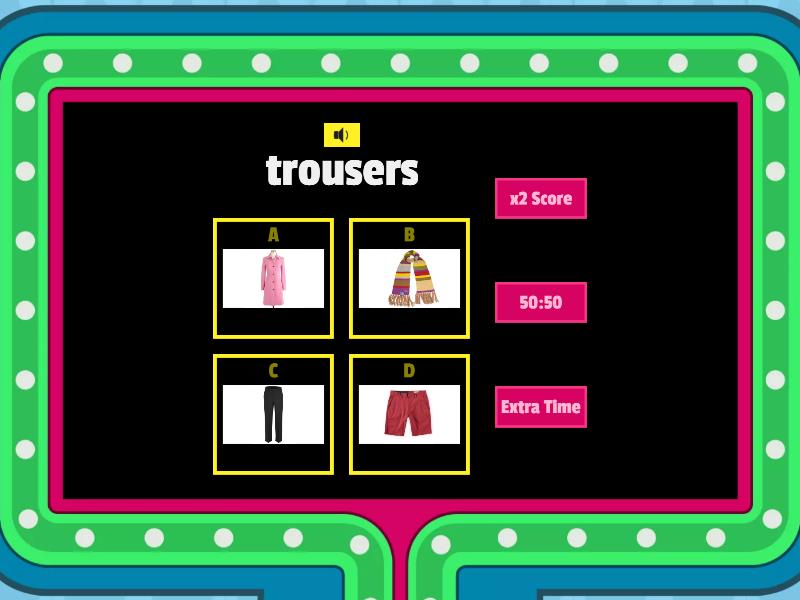 Gameshow Spotlight Clothes 2nd Grade - Gameshow quiz