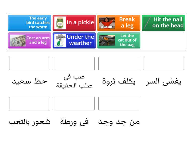 Match the idioms to your own language - Match up