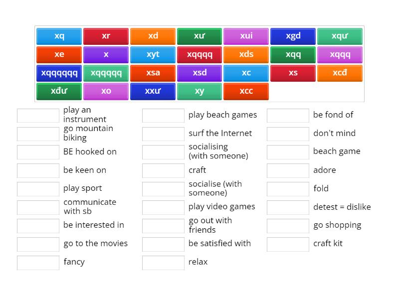Unit 1 leisure time activities match up