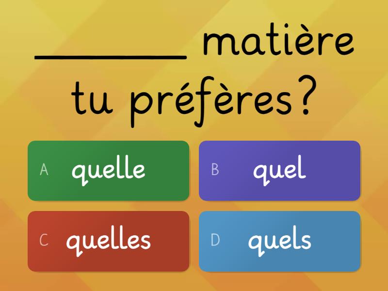 Quel, Quelle, Quels Ou Quelles ? - Quiz