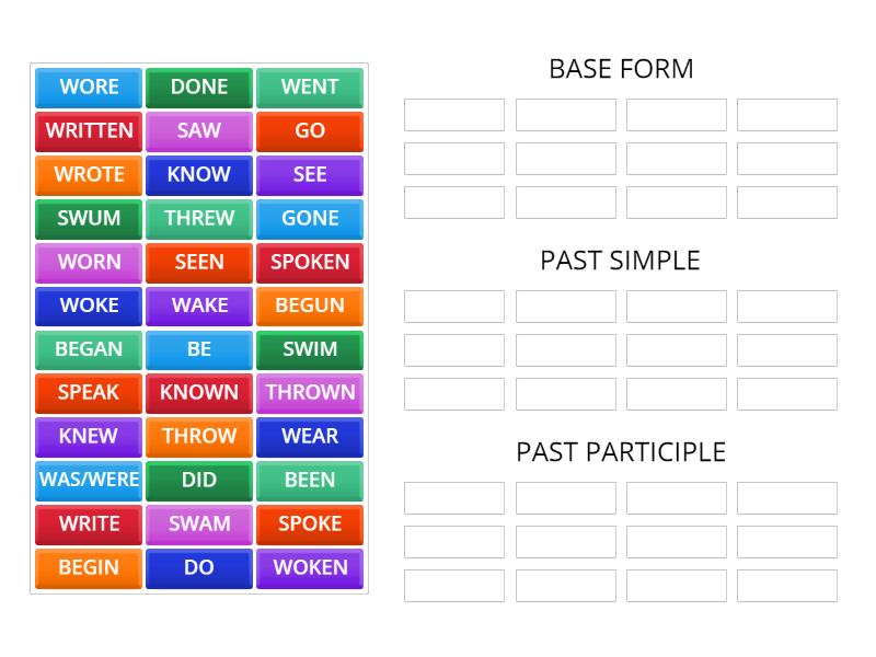 IRREGULAR VERBS - Group sort