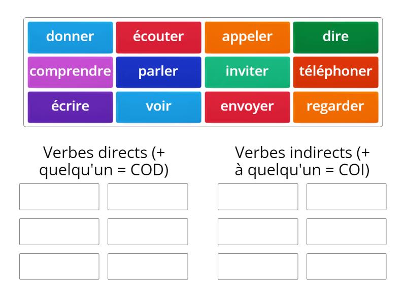 2.2 Verbes directs ou indirects? - Group sort