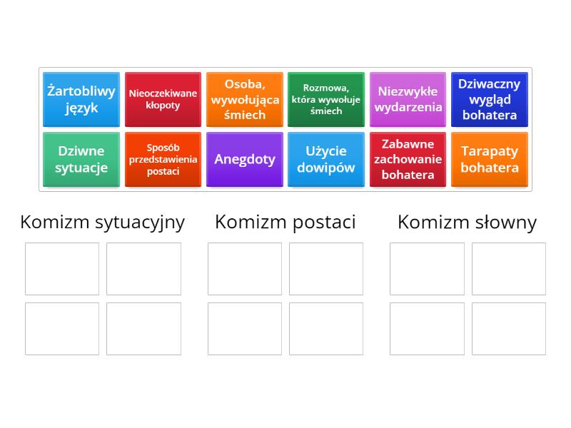 3 Rodzaje Komizmu W Zemście Rodzaje komizmu - Group sort