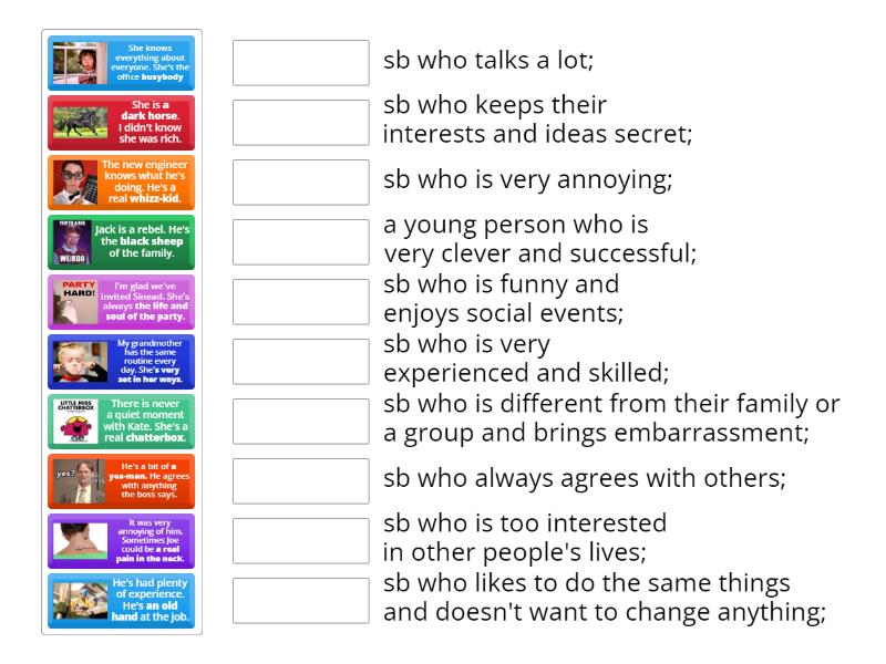 Match the words in bold with their meanings - Match up
