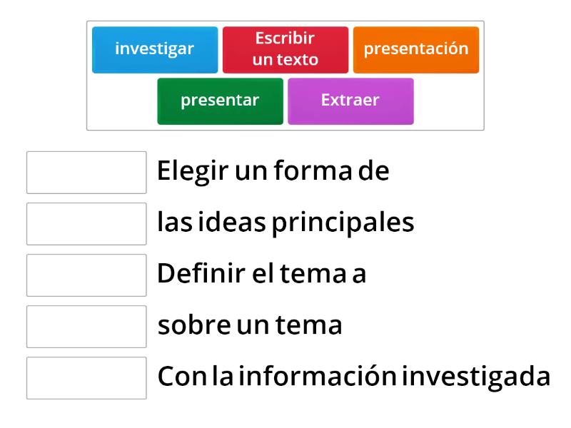 Repasamos los pasos para presentar un tema - Match up