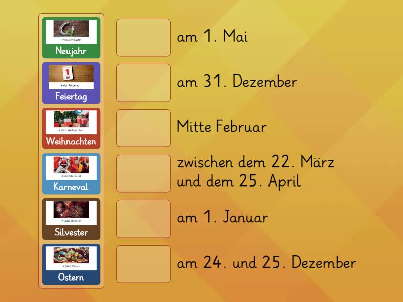 Feiertage in Deutschland - Match up