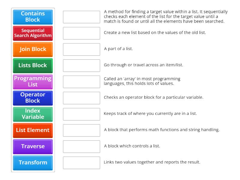 Unit 4: List in SNAP Programming - Match up