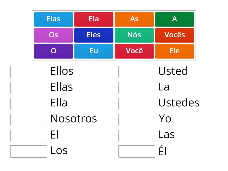 Articulos Y Pronombres En Portugues - Match Up