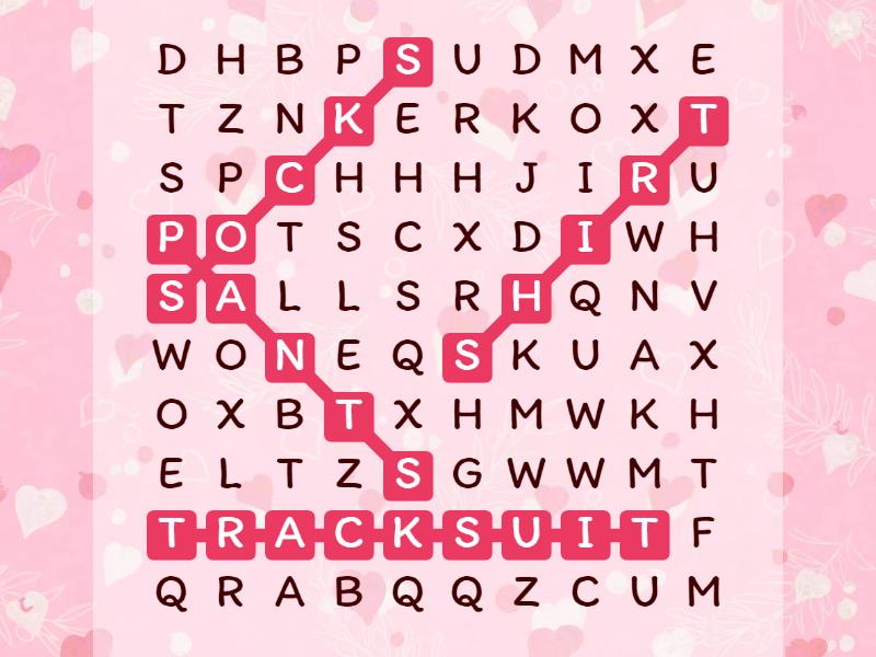 ciuchy po angielsku - Wordsearch