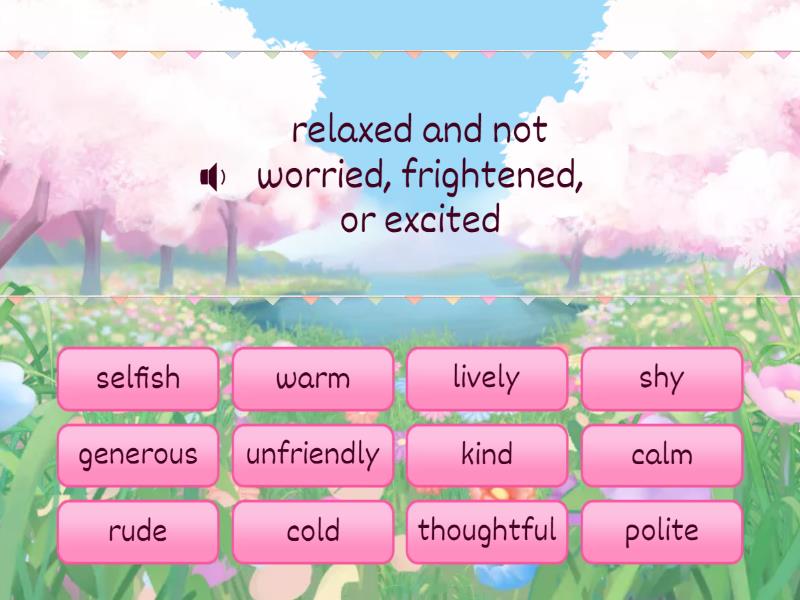 Unit 7 Personality word list - Find the match