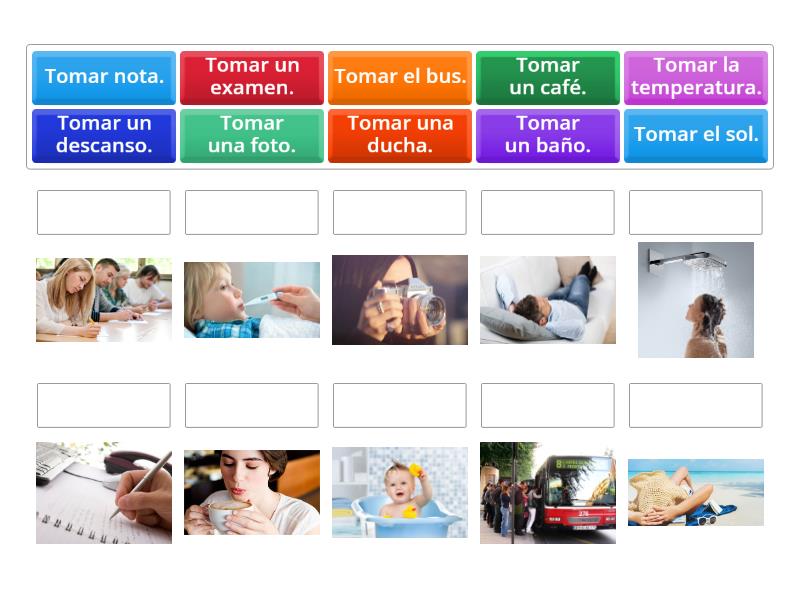 Frases con el verbo tomar - Une las parejas