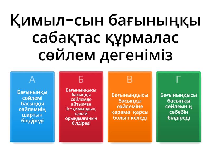 Қимыл-сын бағыныңқылы сабақтас құрмалас сөйлем - Викторина