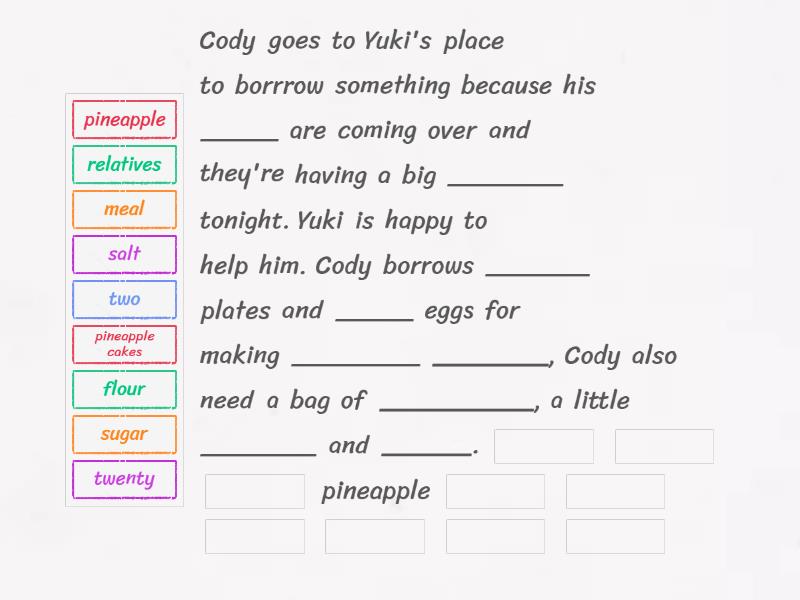 Complete the paragraph - Complete the sentence