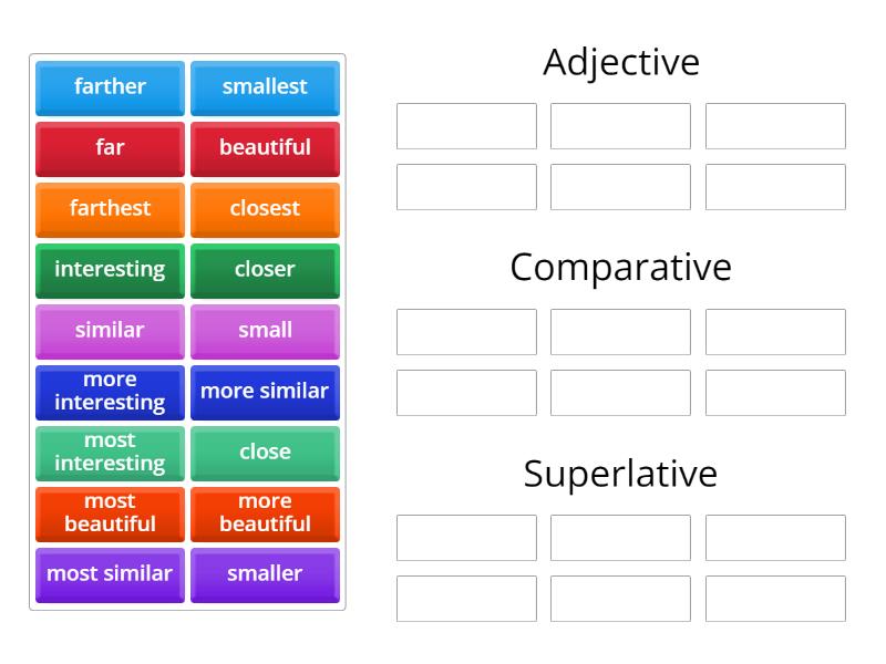 Y5 - Comparative and Adjective (Test Review) - Group sort