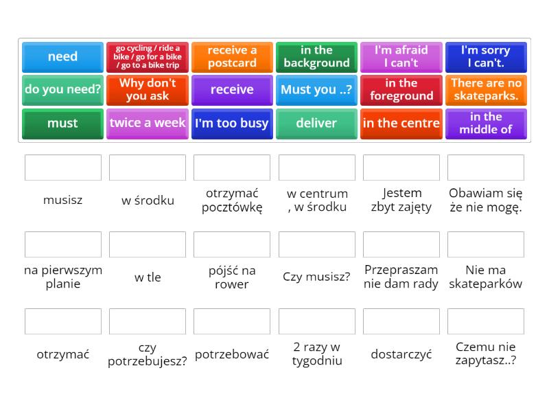 Uzasadnij Pisownię Wyrazów Sprawdzian Kl 2 expressions - sprawdzian 8-kl, part 1 - Match up
