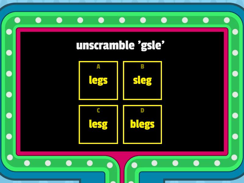 body parts quiz Gameshow quiz