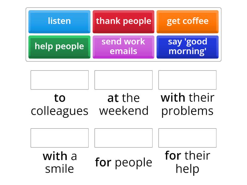 SO A1 Unit 15A Common verbs (prepositions) - match - Match up