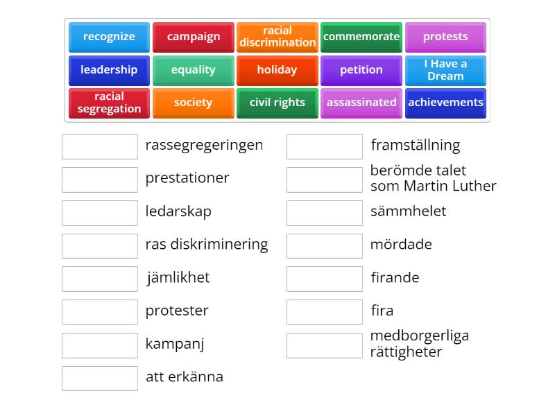 Eng8: Martin Luther King, Jr. Vocabulary - Match Up