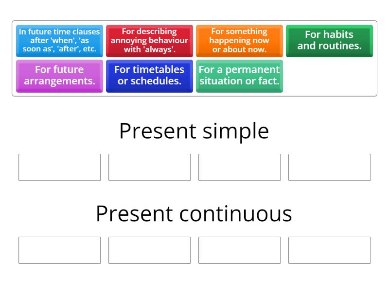 Present tenses - Group sort