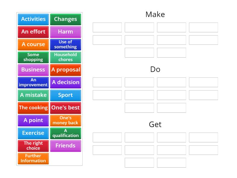 Do, Make and Get - C1 Advanced UNIT 2 - Group sort