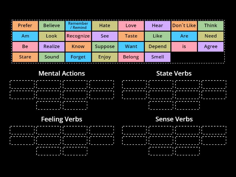 Non-action verbs - Group sort