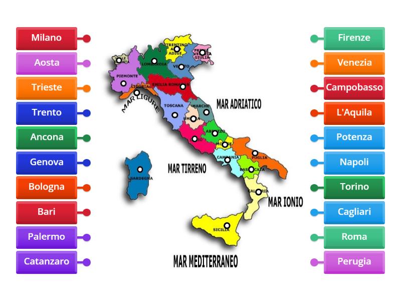 Capoluoghi delle Regioni Italiane - Labelled diagram