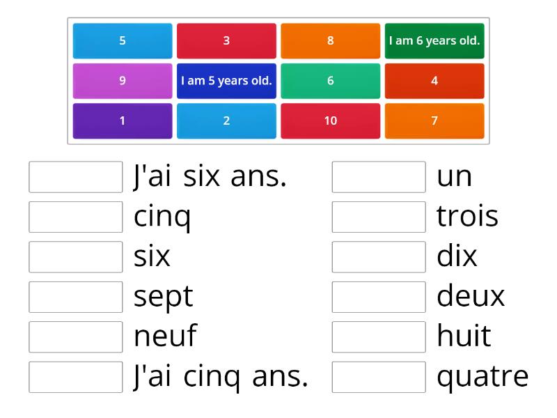 Numbers and age - Match up