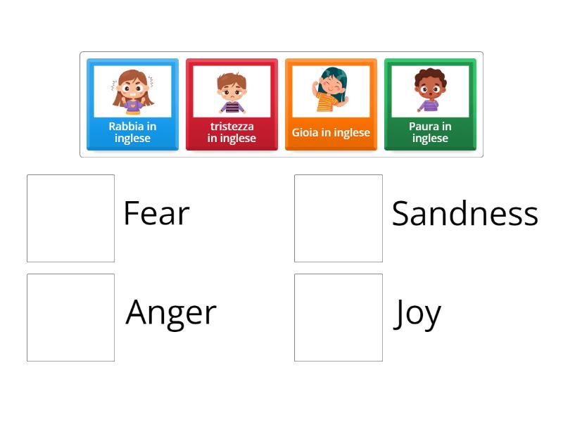 Le Emozioni in inglese. Collegamenti. - Match up