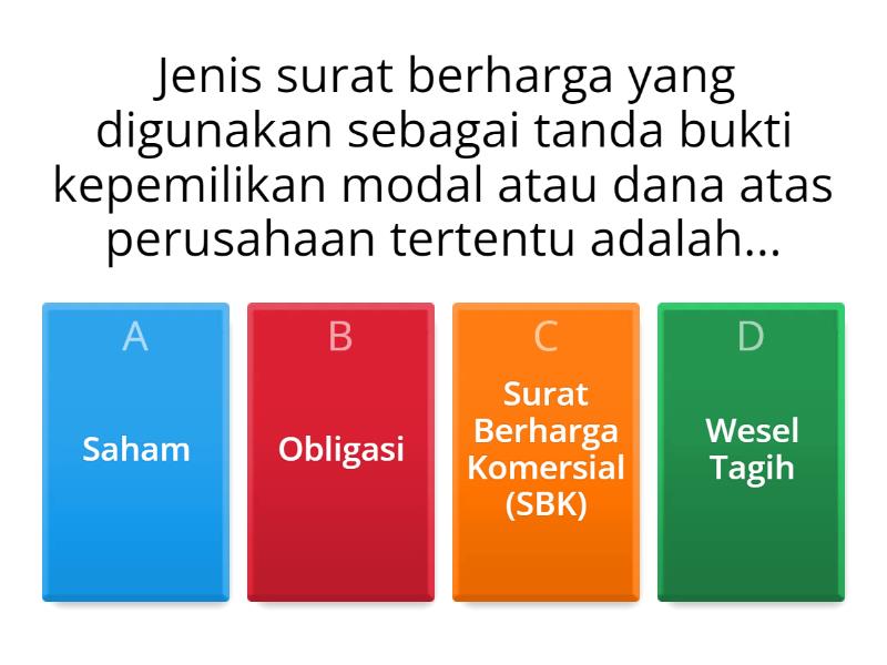 Kuis Surat Berharga - Quiz