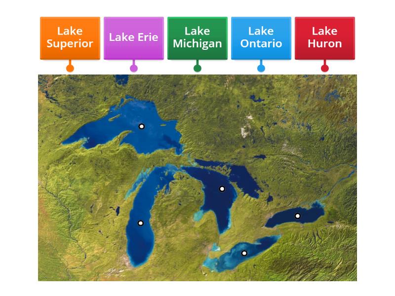 Beginner: Label The Five Great Lakes - Labelled diagram