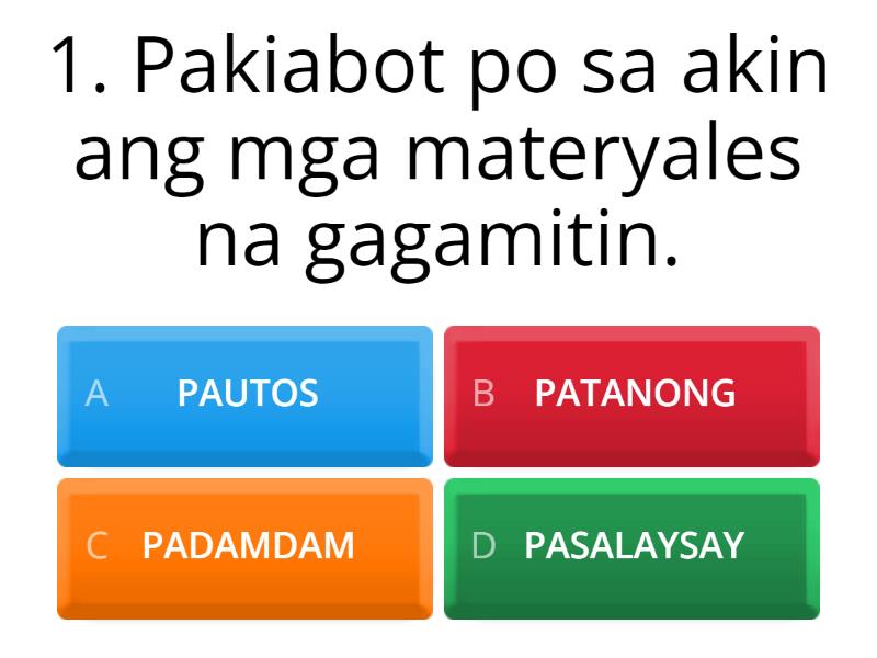 URI NG MGA PANGUNGUSAP - Quiz