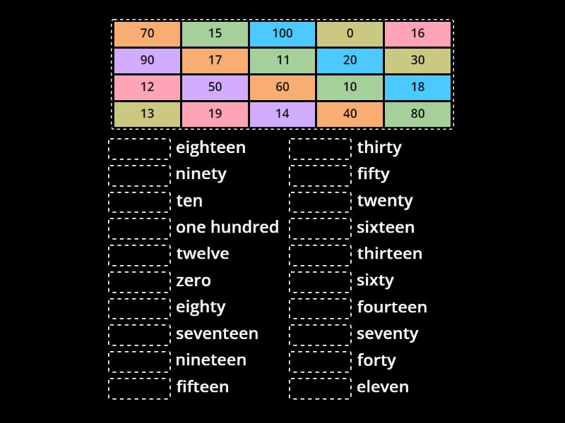 NUMBERS 0-100/Topic 5.1/Starters/Cambridge - Match up