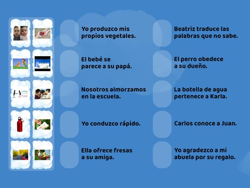 Verbos irregulares en presente grupo #1 - Une las parejas