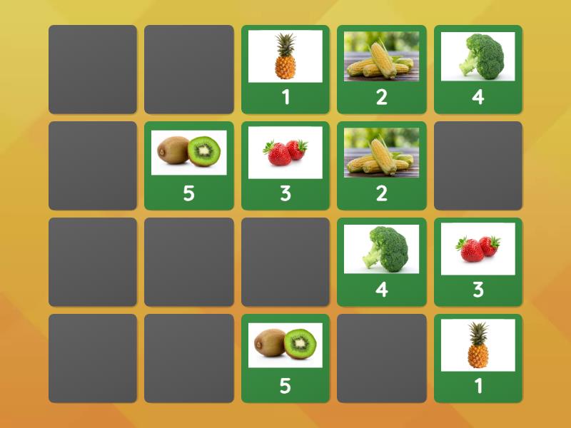 MEMOTEST - Frutas y Verduras - Matching pairs