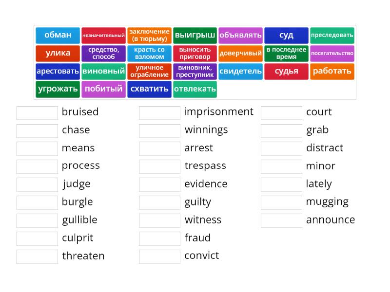 Spotlight 11. Words module 3a - Сопоставить