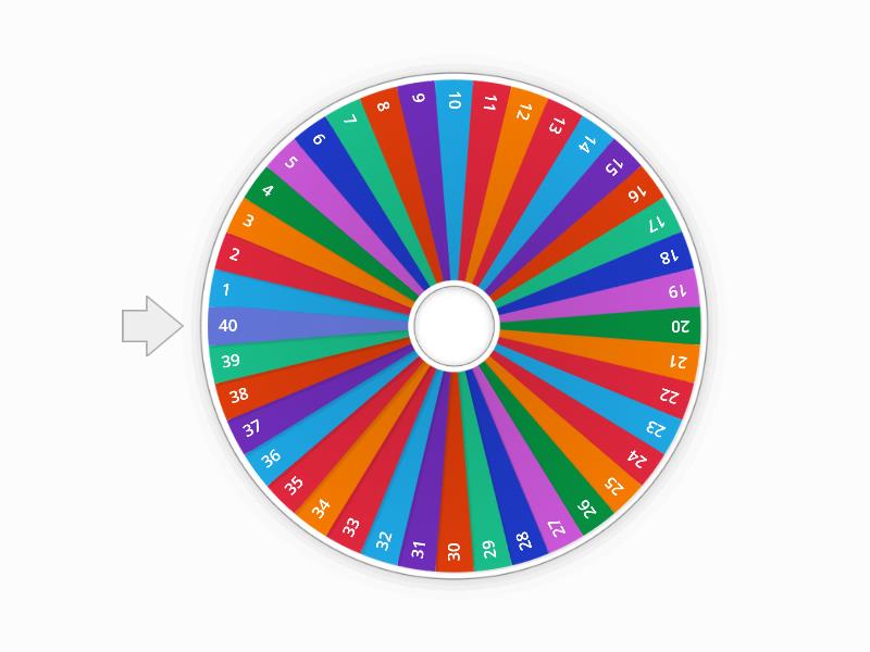 1-40 Bingo - Spin the wheel