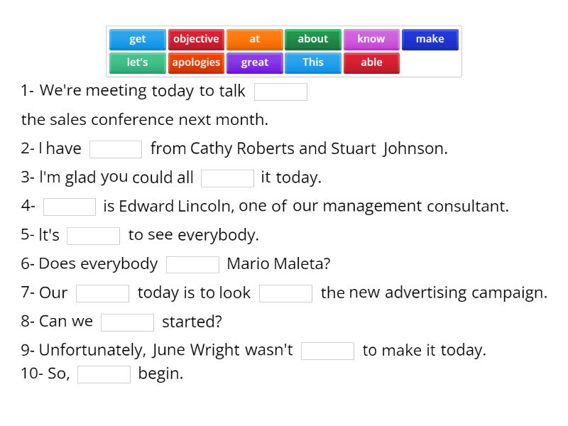 Starting a Meeting - Complete the sentence