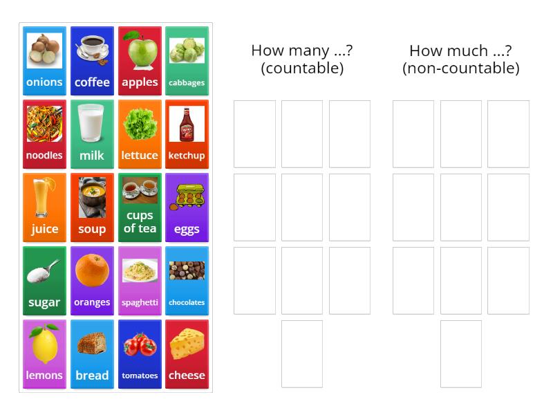 Food - countable/uncountable (How much/How many?) - Ordenar por grupo