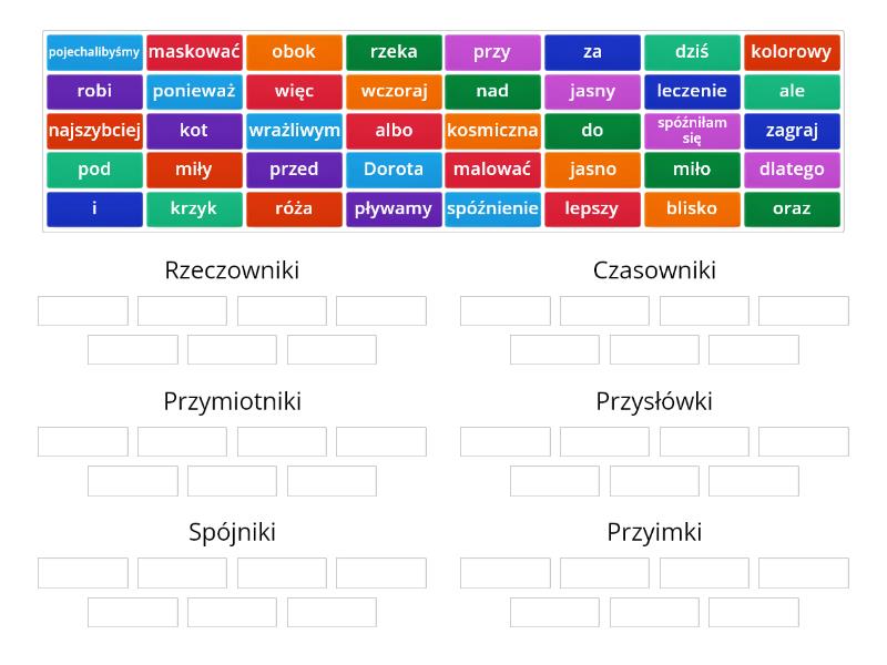 Części mowy - klasa 4 - Group sort