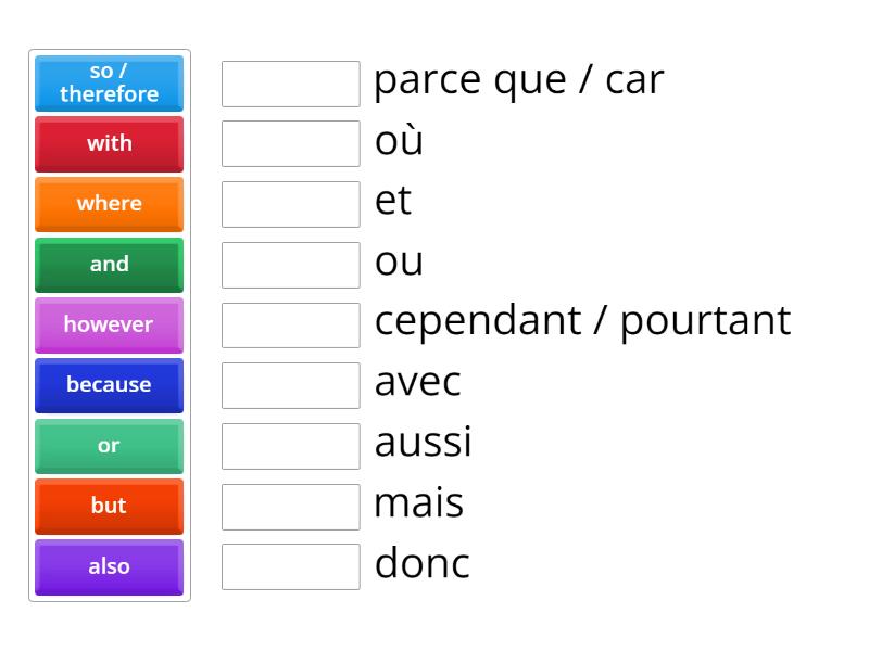 French connectives - Match up