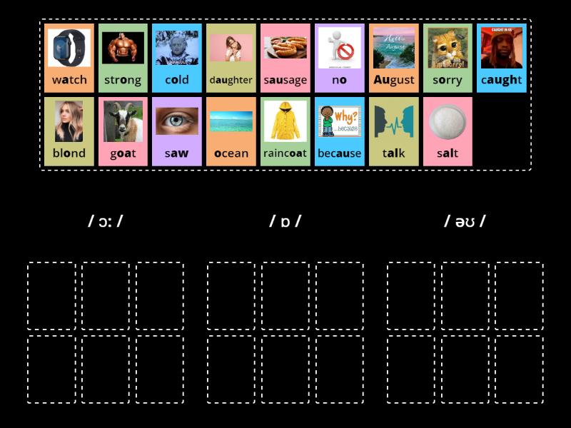 / ɔ: / / ɒ / / əʊ / - Group sort