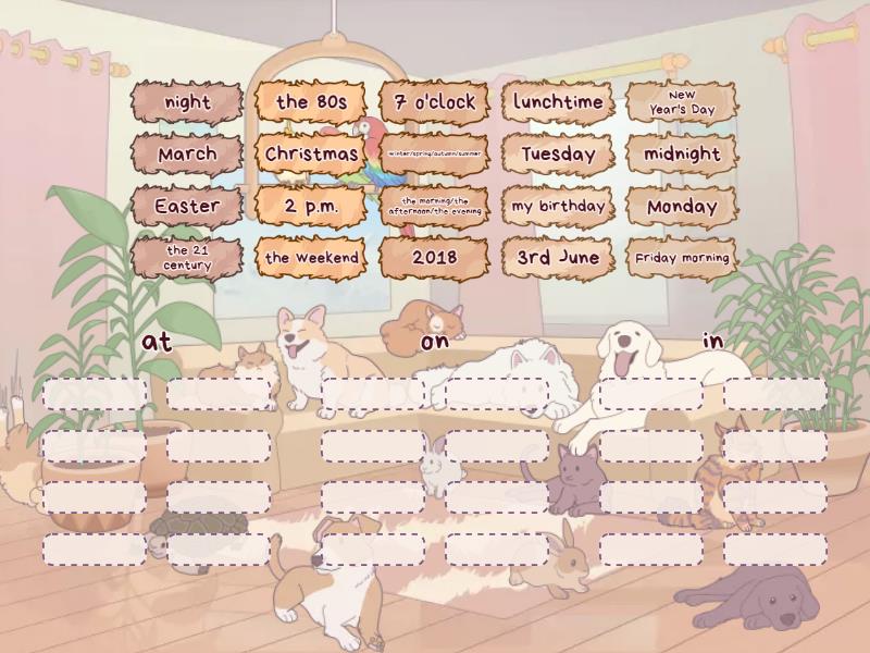Prepositions of time Sorting - Group sort
