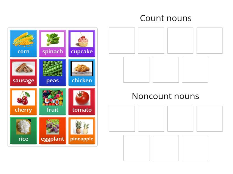 Count Nouns And Noncount Nouns - Group Sort