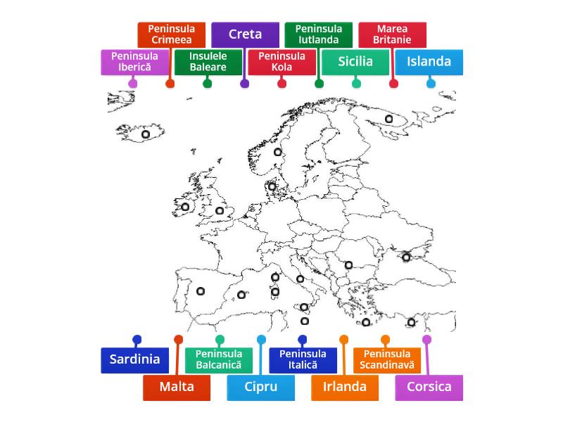 Insule și Peninsule Europa Diagramă Etichetată